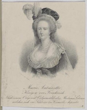 Bildnis der Marie Antoinette, Königin von Frankreich