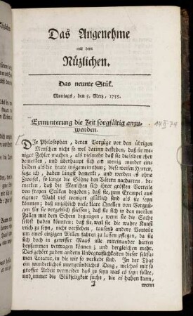 Das neunte Stück. Montags, den 3. Merz, 1755.