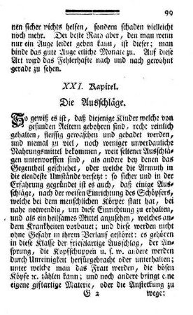 XXI. Kapitel. Die Ausschläge.