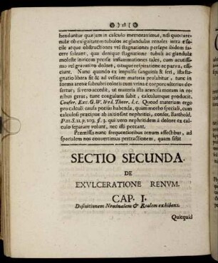 Sectio Secunda de Exulceratione Renum.