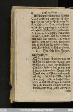 III. Du solt den Feyerteag heiligen.
