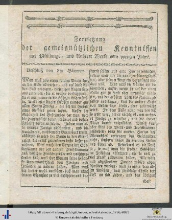 Fortsetzung der gemeinnützlichen Kenntnissen aus Plüschings, und Anderer Werke vom vorigen Jahre.
