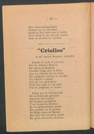 "Criollos" : A mi amigo Ruperto Astudillo