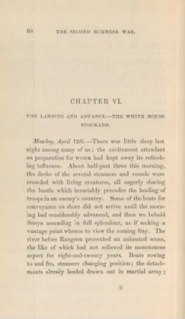 Chapter VI. The landing and advance - the white house stockade