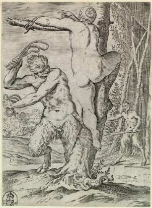 Satyr peitscht eine Nymphe ... aus der Folge "Lascivie"