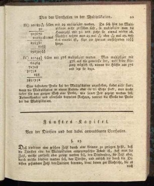 Fünftes Kapitel. Von der Division und den dabei anwendbaren Vortheilen.