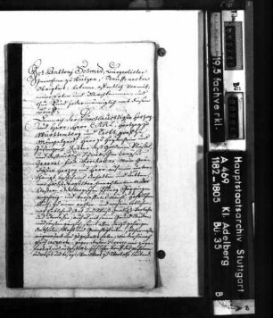 Erblehenrevers des Anthoni Schmid, Bewohner von Kitzen, Staufenecker Untertan, über die Belehnung durch die Adelberger Pflege Göppingen mit dem Mönchhof zu Kitzen.