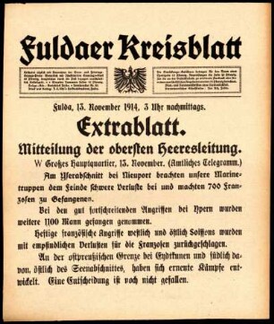 Zweite Ausgabe vom Freitag, den 13. November 1914.