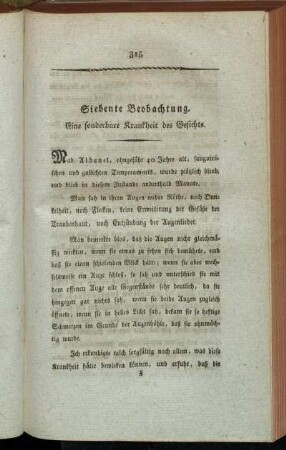 Siebente Beobachtung. Eine sonderbare Krankheit des Gesichts.