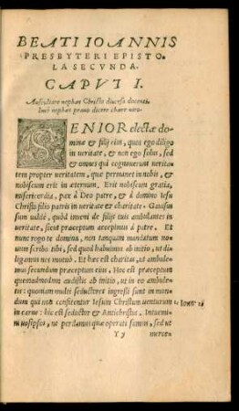 Beati Ioannis Presbyteri Epistola Secunda.
