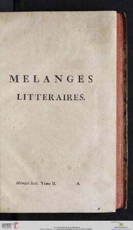 Mélanges littéraires