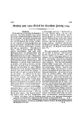 Beylage zum 29ten Stück der Deutschen Zeitung 1794