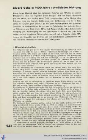 1400 Jahre schwäbische Dichtung.