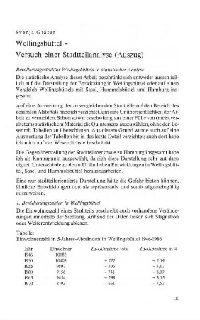 Wellingsbüttel - Versuch einer Stadtteilanalyse (Auszug)