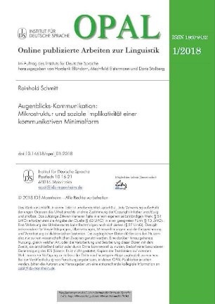 Augenblicks-Kommunikation: Mikrostruktur und soziale Implikativität einer kommunikativen Minimalform