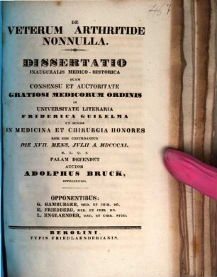 De veterum arthritide nonnulla : Diss. inaug. med. hist.