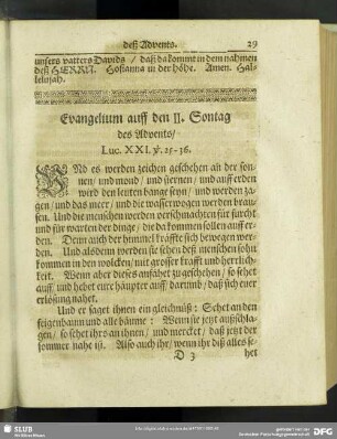 Evangelium auff den II. Sontag des Advents, Luc. XXI. v. 25-36