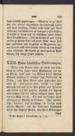 XXIII. Seine häuslichen Verbindungen