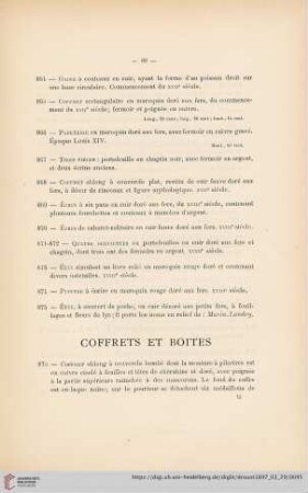 Coffrets et Boites (Nr. 876 - 900)