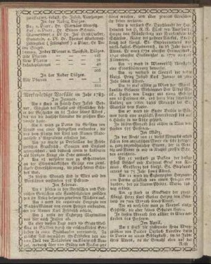 Merkwürdige Vorfälle im Jahr 1783