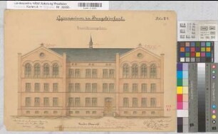 Burgsteinfurt (Steinfurt) Erweiterung des Gymnasiums Blatt 4 Ansicht 1877 1 : 100 35 x 50 kol. Zeichnung Staatshochbauamat Münster