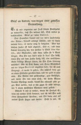 Brief an Andres, von wegen einer gewissen Vermuthung.