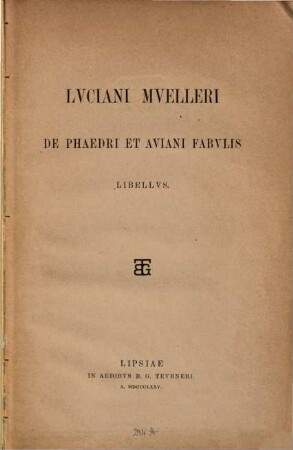 Luciani Mülleri de Phaedri et Aviani fabulis libellus