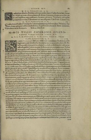 Marci Tvllii Ciceronis Epistolarvm Familiarivm Liber XV.