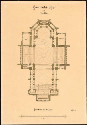 Evangelische Gnadenkirche (Augustakirche), Berlin-Mitte Ausführungsprojekt: Grundriss Emporengeschoss 1:100