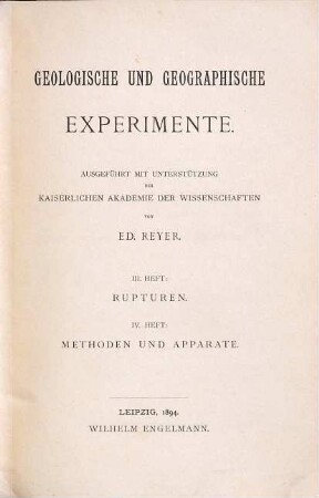 Geologische und geographische Experimente, 3/4