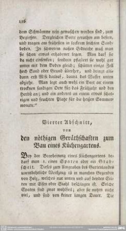 Vierter Abschnitt, von den nöthigen Geräthschaften zum Bau eines Küchengartens