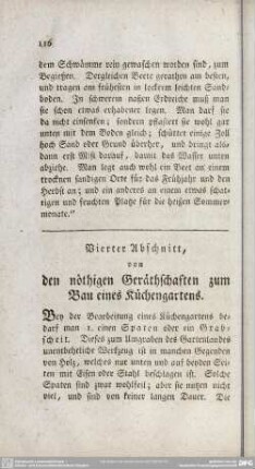 Vierter Abschnitt, von den nöthigen Geräthschaften zum Bau eines Küchengartens