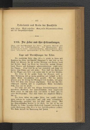 XVII. Die Leber und ihre Erkrankungen.