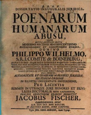 Diss. inaug. iur. de poenarum humanarum abusu
