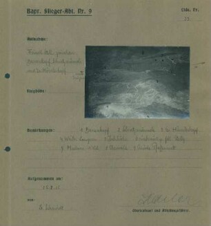 Foto feindlicher Stellungen zwischen Barrenkopf, Schratzmännele und Großem Hörnleskopf (Luftbild)