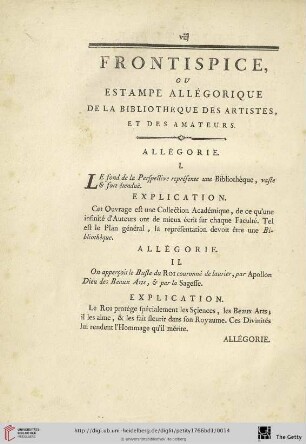Frontispice, où estampe allégorique