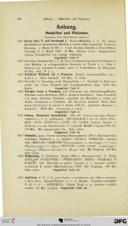 Anhang. Medaillen und Plaketten (Nr. 4611-4665)