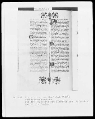 Franziskanisches Brevier — Initiale P, darin der heilige Paulus, Folio 42verso
