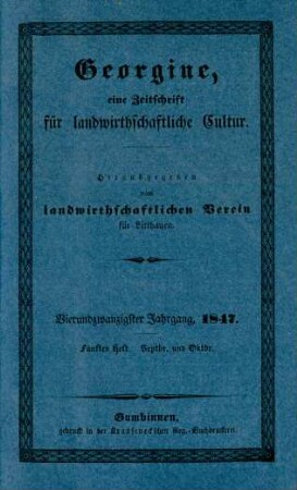 Vierundzwanzigster Jahrgang, 1847. Fünftes Heft. Septbr. und Oktbr.