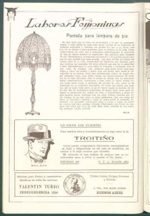 Labores Femeninas : Pantalla para lámpara de pie