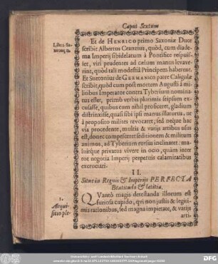 II. Sitne in Regnis & Imperiis Perfecta Beatitudo & laetitia.