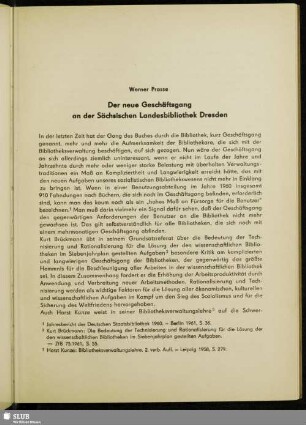 Der neue Geschäftsgang an der Sächsischen Landesbibliothek Dresden