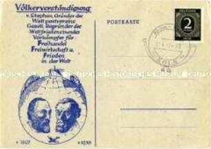 Postkarte zum Gedenken an H.v.Stephan und Silvio Gesell