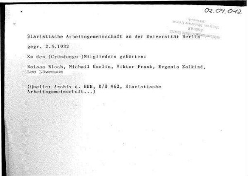 Slavistische Arbeitsgemeinschaft an der Universität Berlin