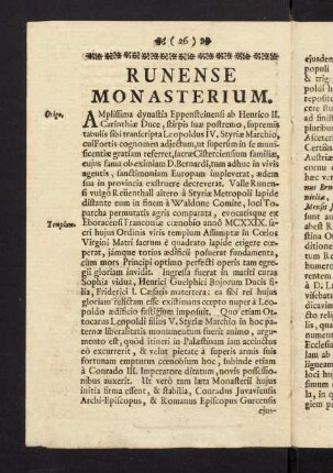 26-31, Runense Monasterium.