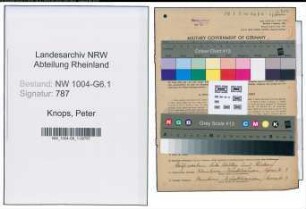 Entnazifizierung Peter Knops , geb. 28.06.1885 (Obermeister)