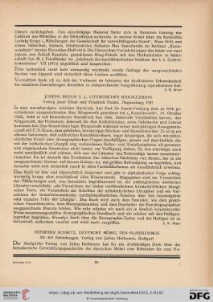 [Rezension von: Hermann Schmitz, Deutsche Möbel des Klassizismus]