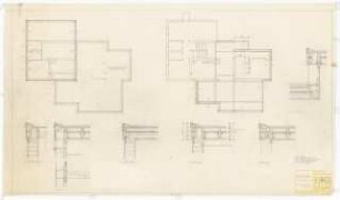 Wohnhaus F. Haas, Karlsruhe Ausführungsplanung: Balkenlage, Traufschnitte 1:15, 1:10