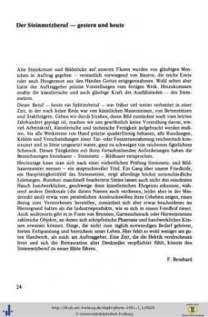 Der Steinmetzberuf - gestern und heute