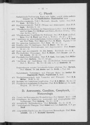 D. Astronomie, Geodäsie, Geophysik, Meteorologie